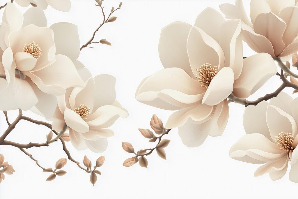 Fiori crema sul ramo — design completo