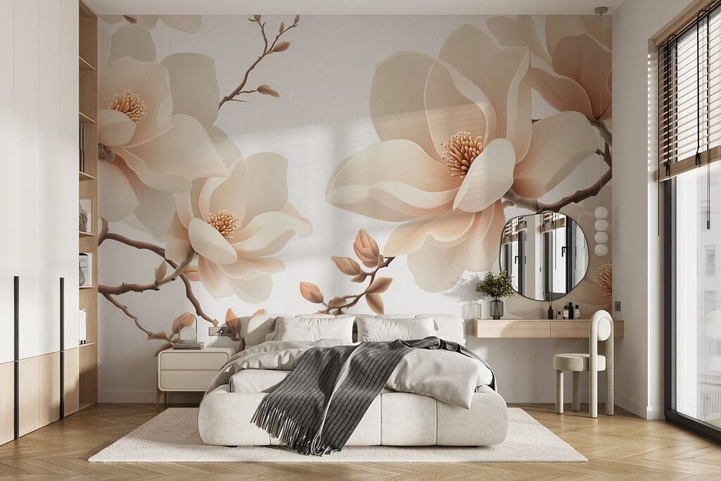Fiori crema sul ramo in un ambiente