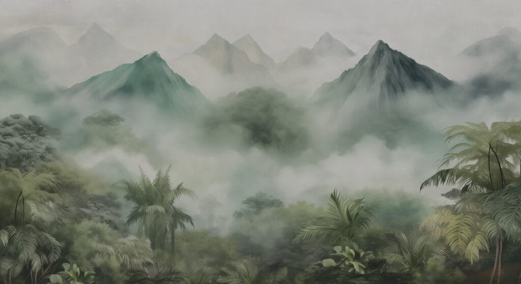 Bosco tropicale nella nebbia — design completo