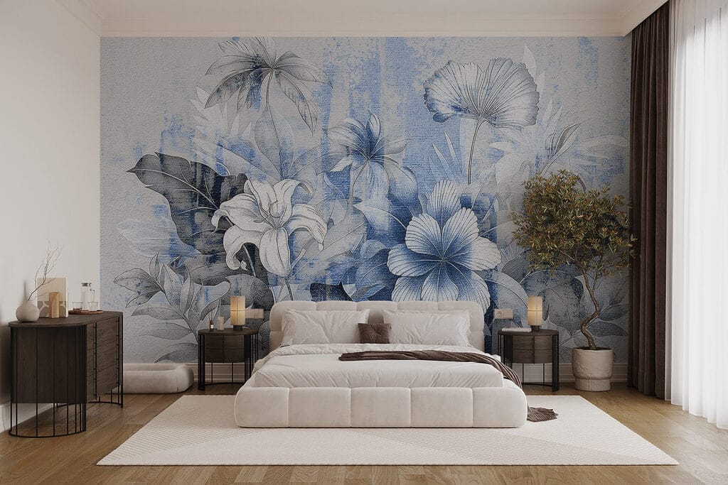 Fiori su fondo stratificato in un ambiente