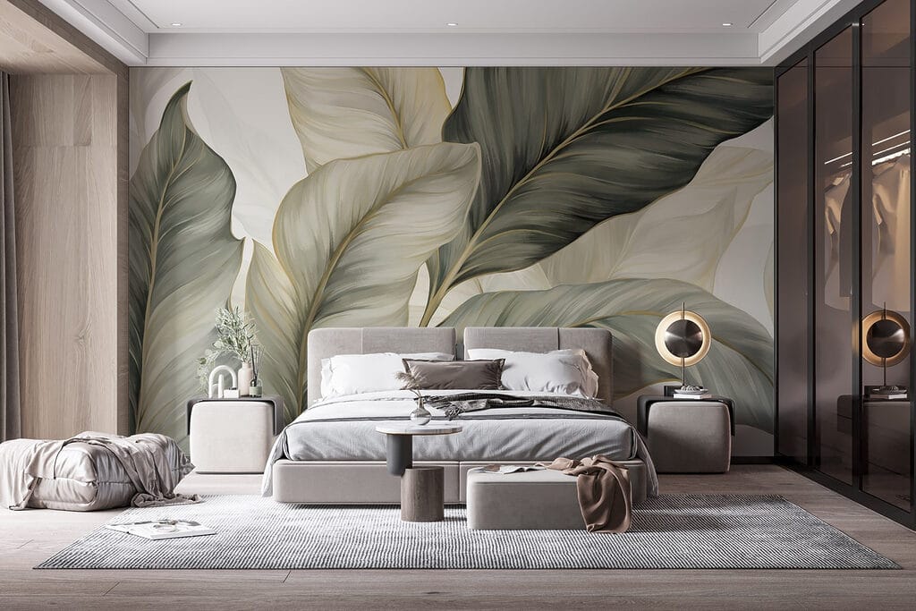 Foglie curve sovrapposte in un ambiente