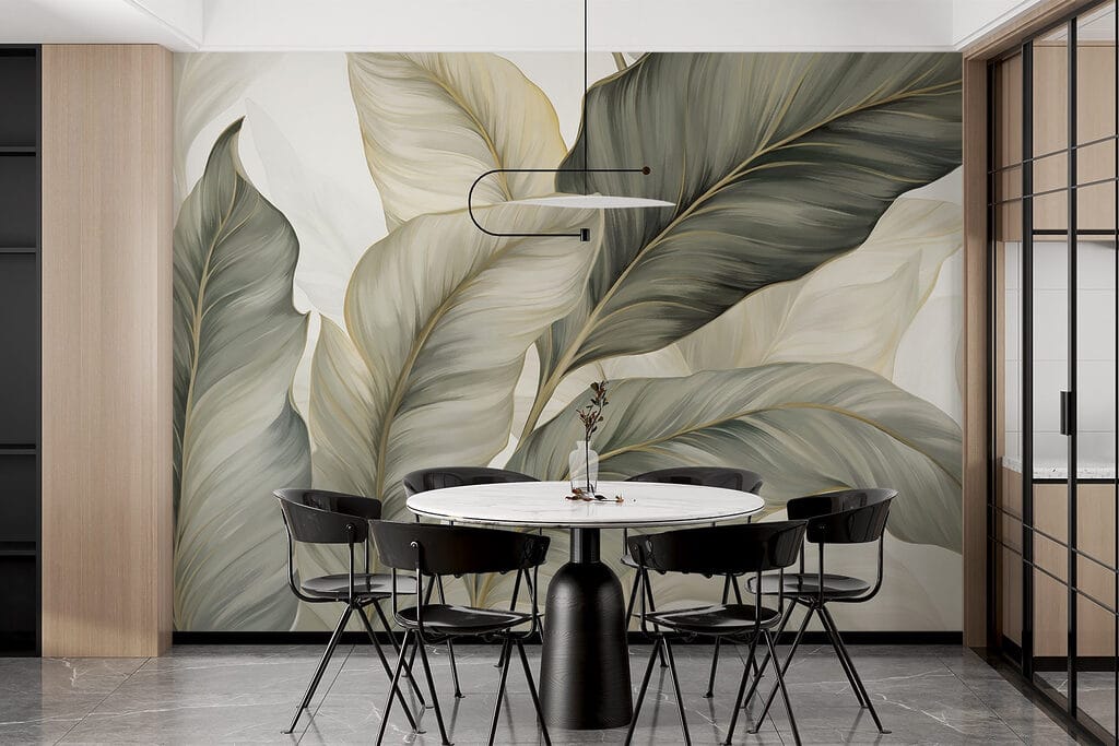 Foglie curve sovrapposte in un ambiente