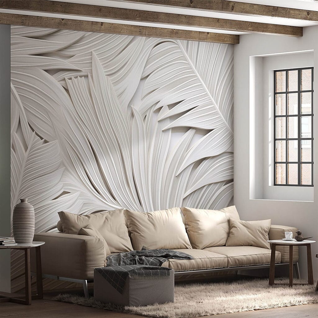 Palme bianche in rilievo — ambiente 3