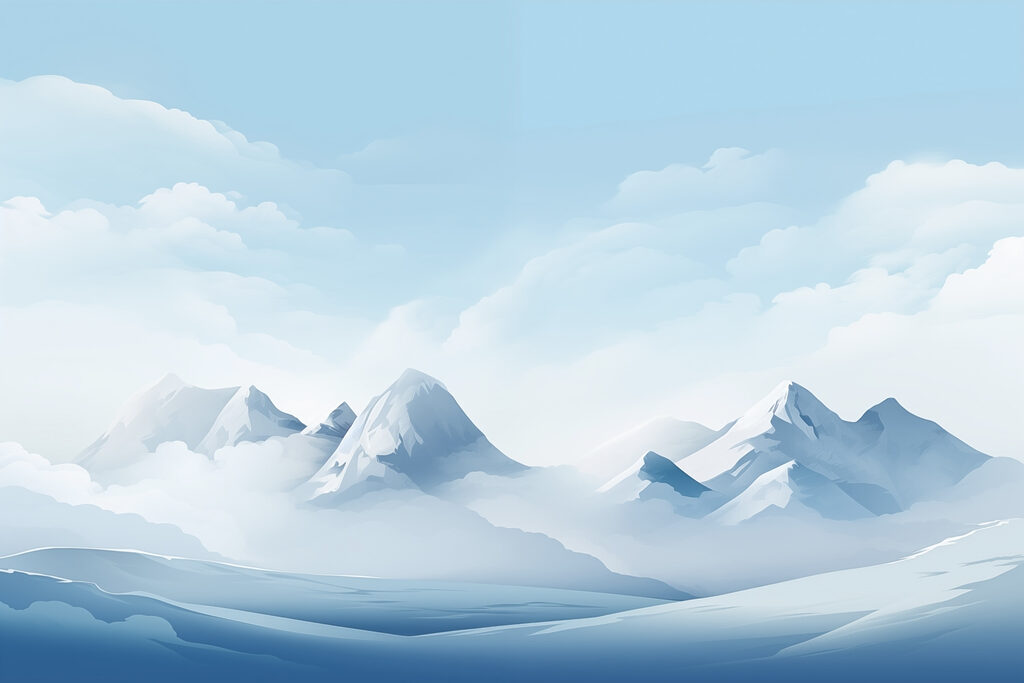 Cime azzurre e nuvole — design completo