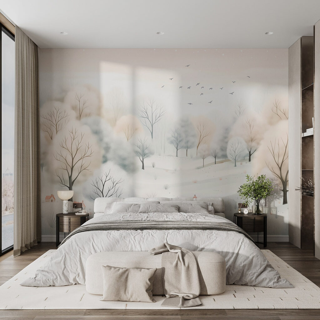 Colline innevate con uccelli — ambiente 1