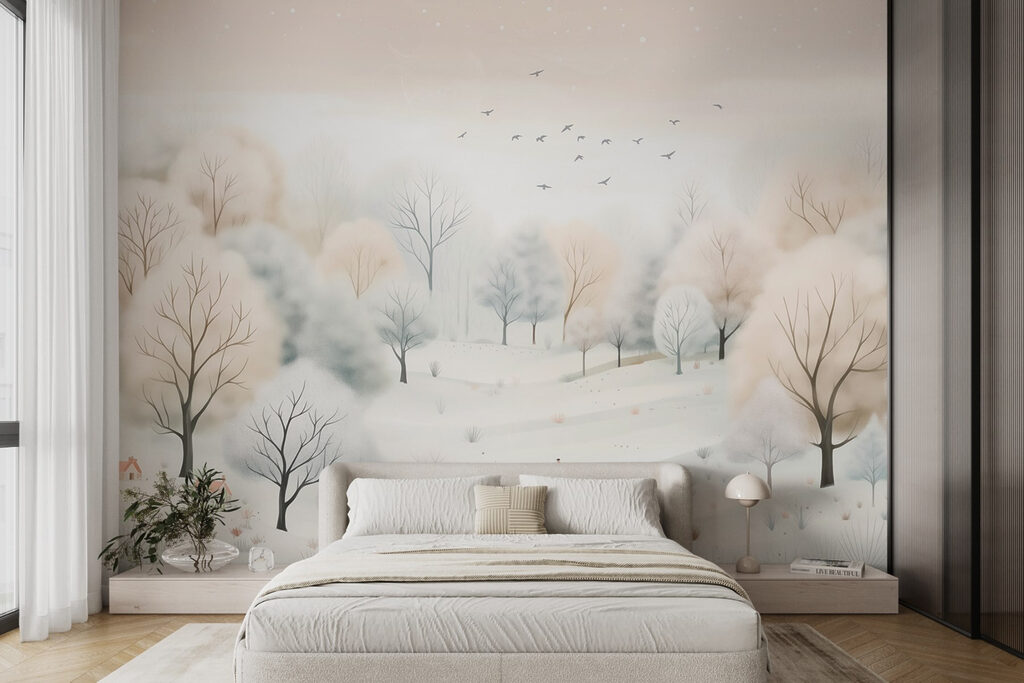 Colline innevate con uccelli — ambiente 2
