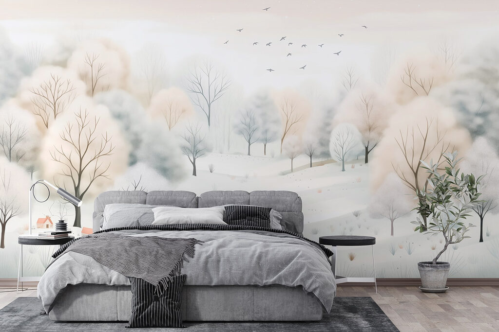 Colline innevate con uccelli — ambiente 3