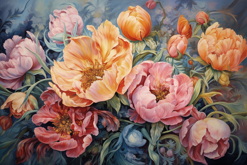 Peonie piene — design completo