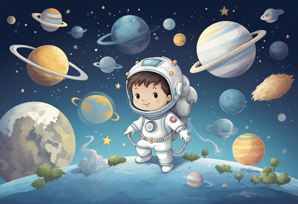 Astronauta tra i pianeti — design completo