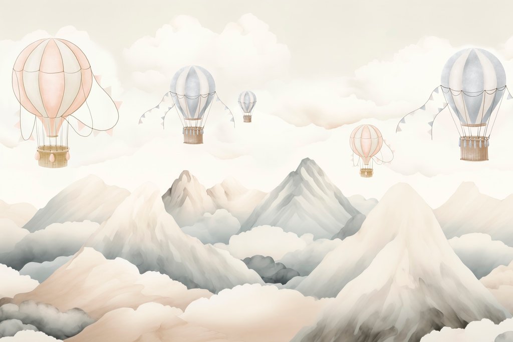 Mongolfiere sopra le montagne — design completo