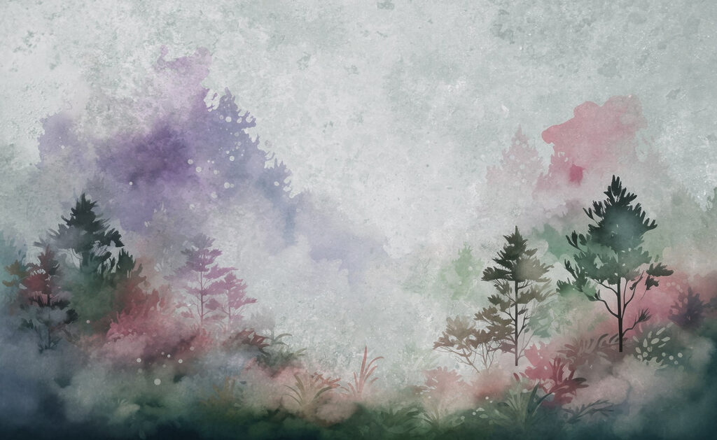 Alberi scuri ai margini — design completo