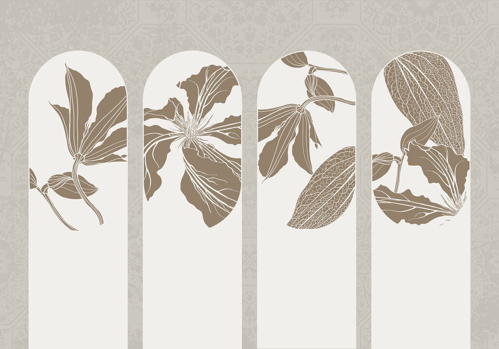Quattro archi con fiori — design completo