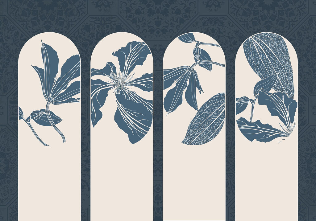 Quattro archi con fiori — design completo