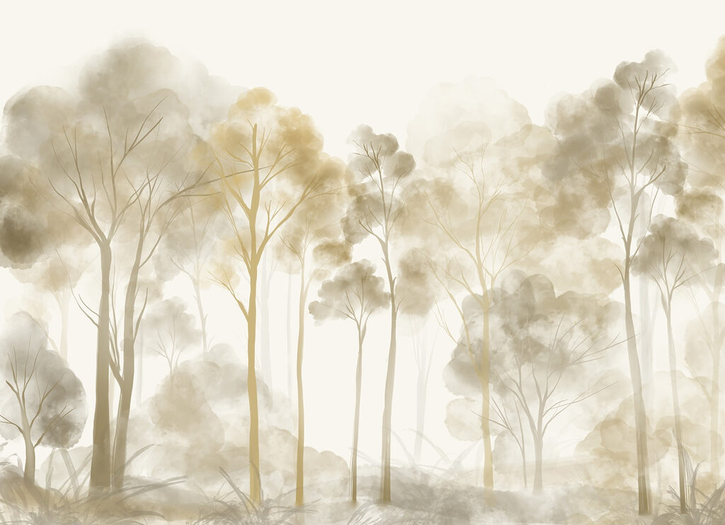 Alberi dorati nella nebbia — design completo