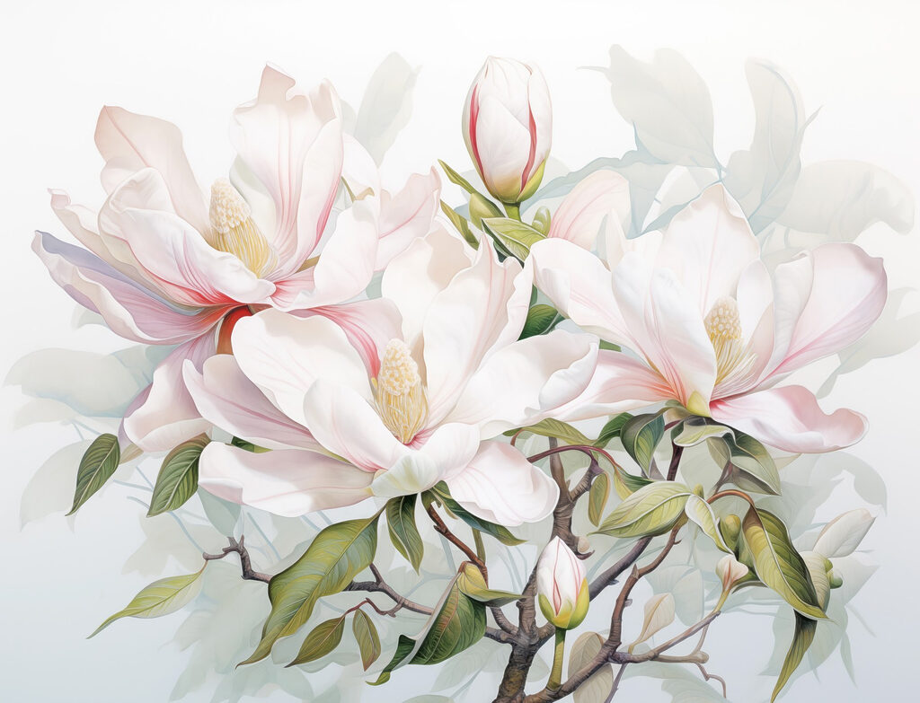 Magnolia ad acquerello — design completo