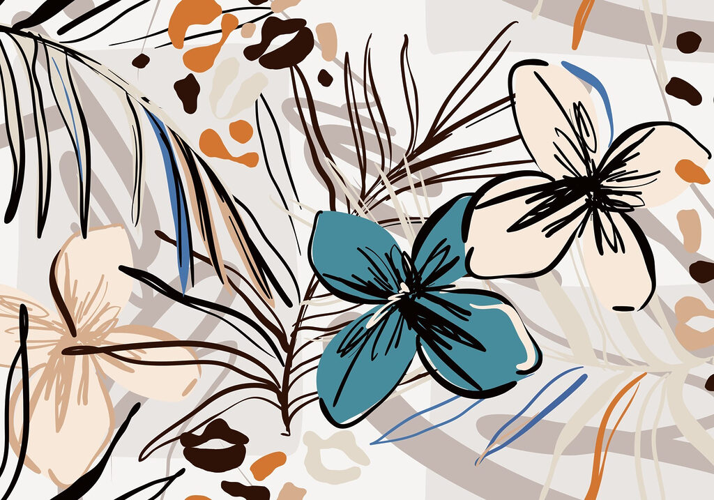 Fiori tropicali disegnati — design completo