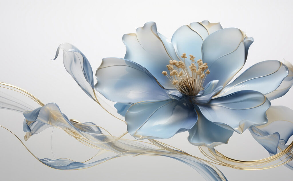 Fiore con venature dorate — design completo