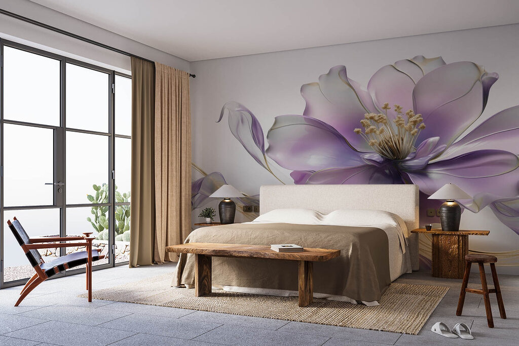 Fiore con venature dorate in un ambiente