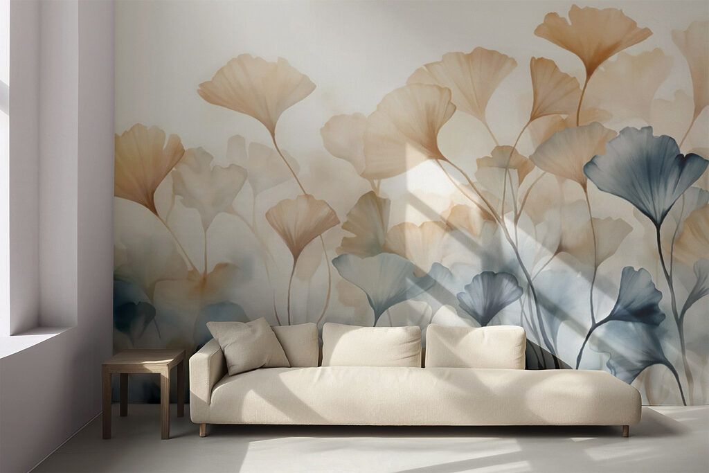 Foglie albicocca e azzurro — ambiente 2