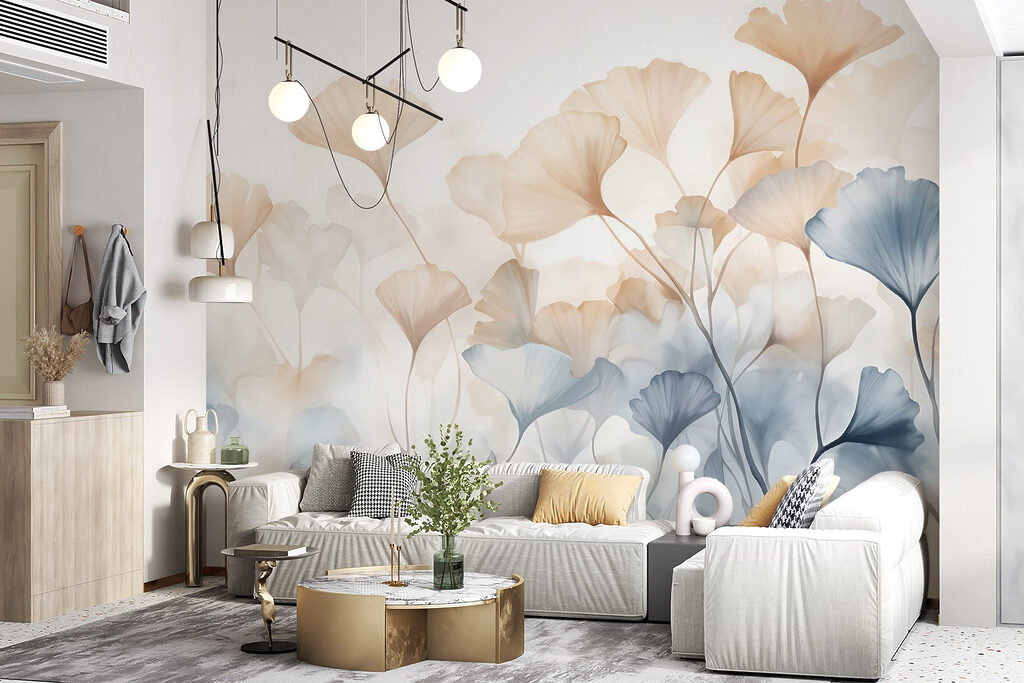 Foglie albicocca e azzurro — ambiente 4
