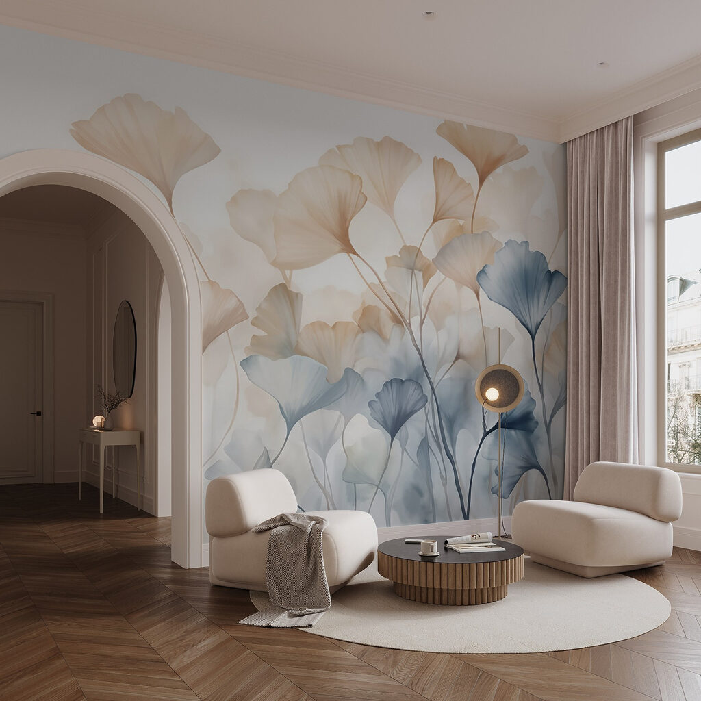 Foglie albicocca e azzurro — ambiente 5