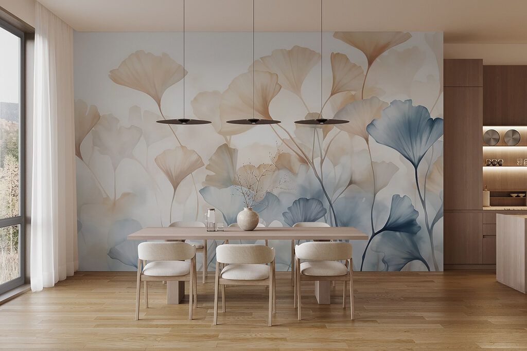 Foglie albicocca e azzurro — ambiente 6