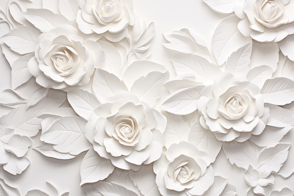 Rose bianche in rilievo — design completo