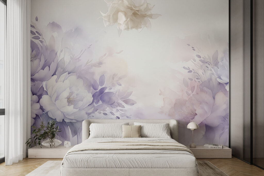 Luce tra fiori viola — ambiente 1
