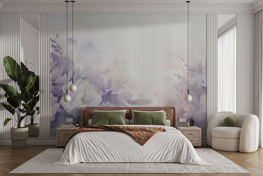 Luce tra fiori viola — ambiente 2