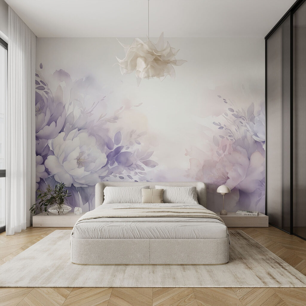 Luce tra fiori viola — ambiente 3