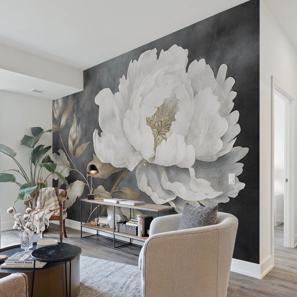 Peonia bianca su grigio — ambiente 3
