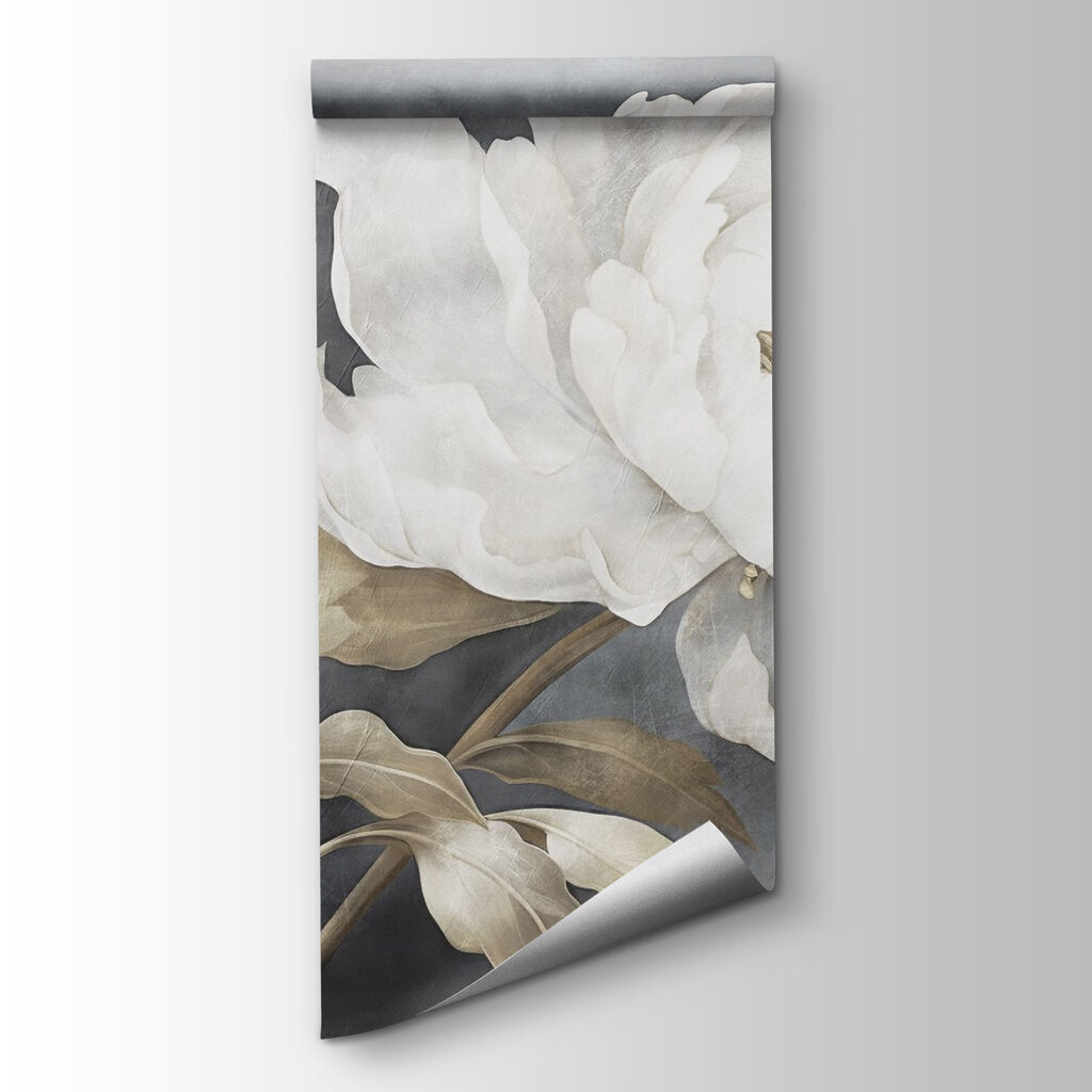 Peonia bianca su grigio — vista del prodotto