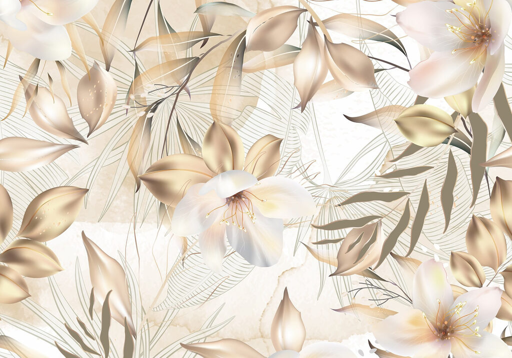 Fiori tropicali dorati — design completo