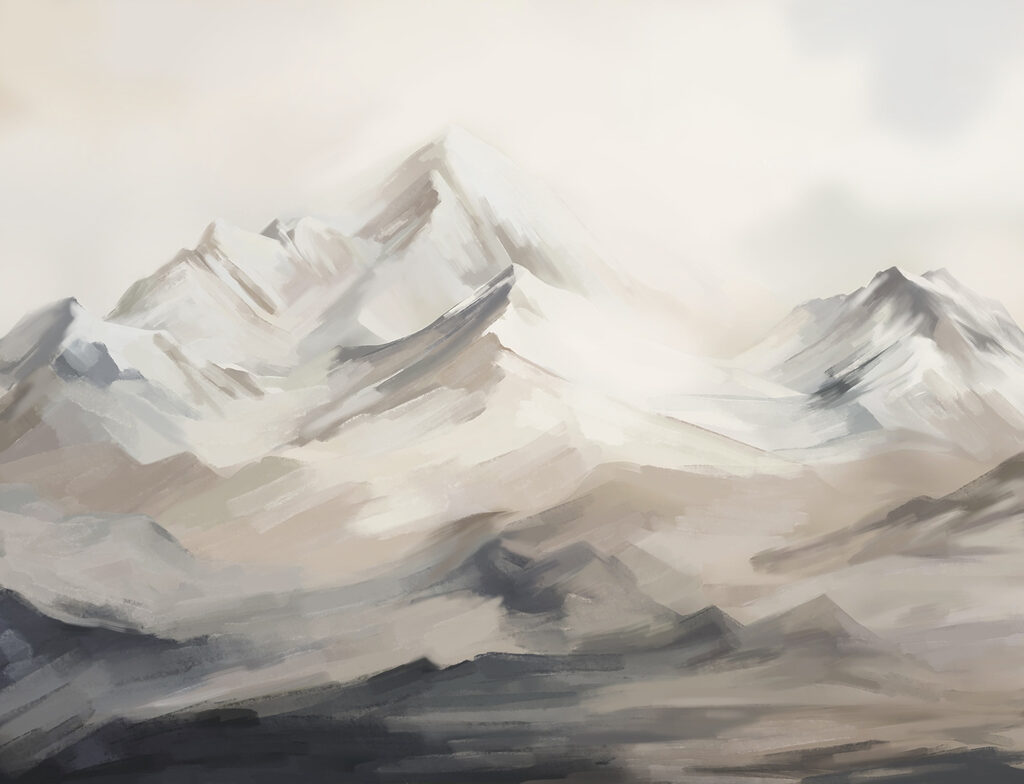 Montagne a pennellate ruvide — design completo