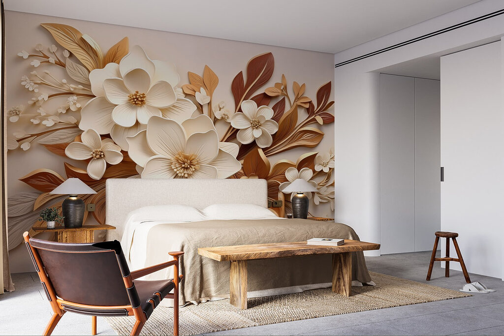 Fiori tra foglie ramate — ambiente 2