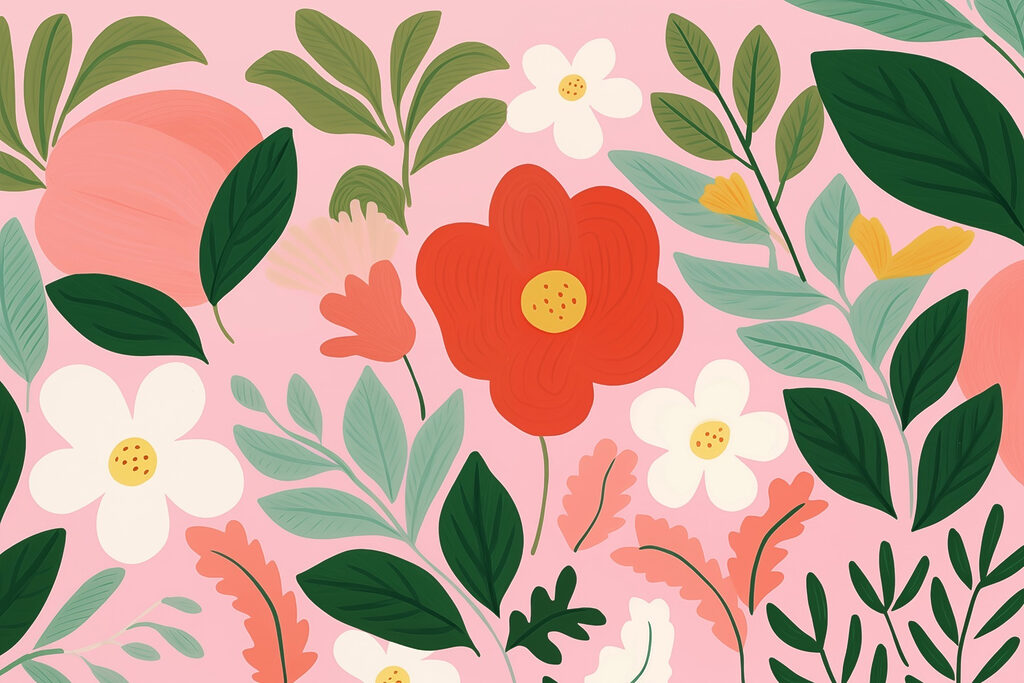 Fiori su rosa — design completo