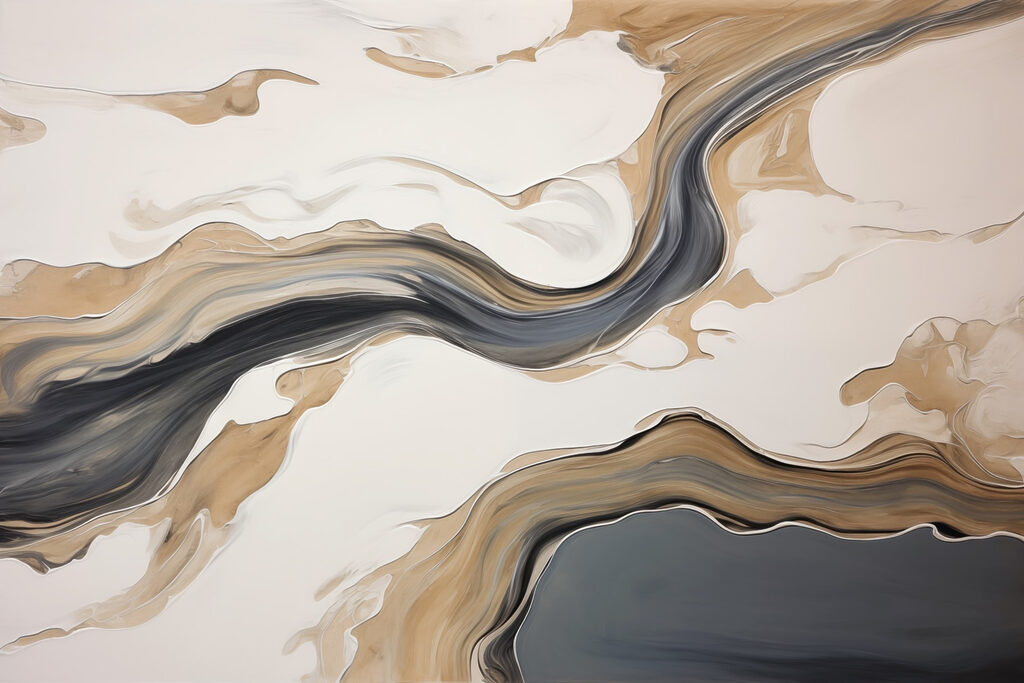 Correnti grigio-dorate su crema — design completo