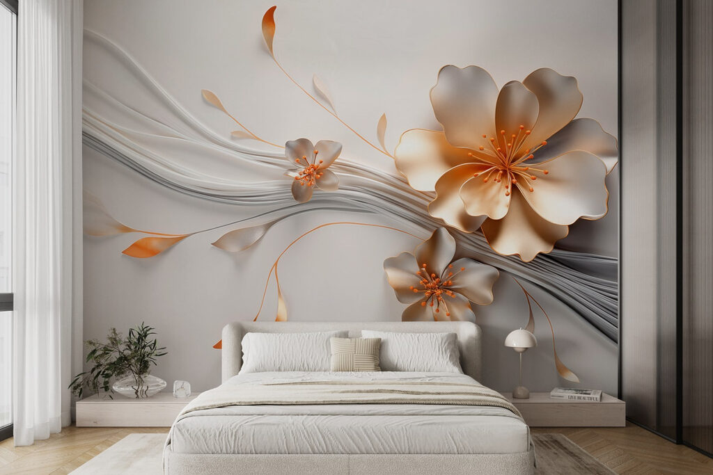 Fiori dorati su linee — ambiente 2