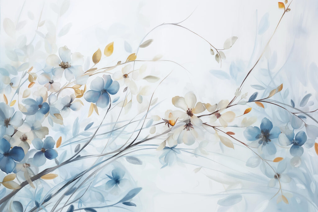 Rami blu fioriti — design completo