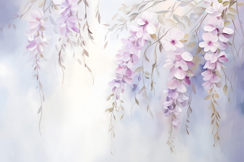 Fiori lilla ricadenti — design completo