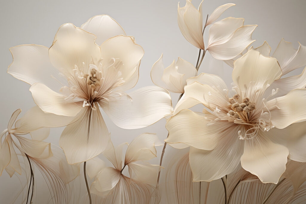 Fiori chiari su grigio — design completo