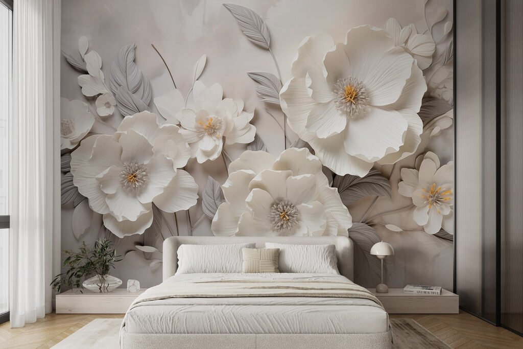 Fiori bianchi, foglie grigie — ambiente 1