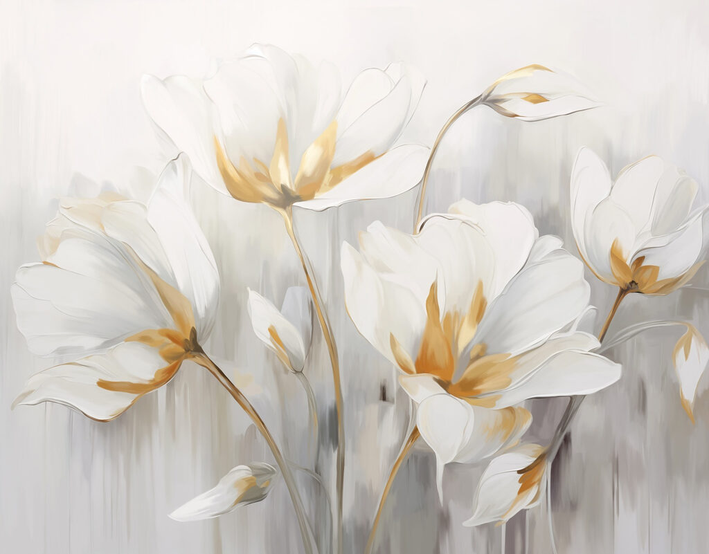 Tulipani bianchi e dorati — design completo