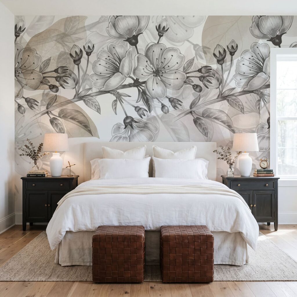 Bordo di fiori disegnati in un ambiente