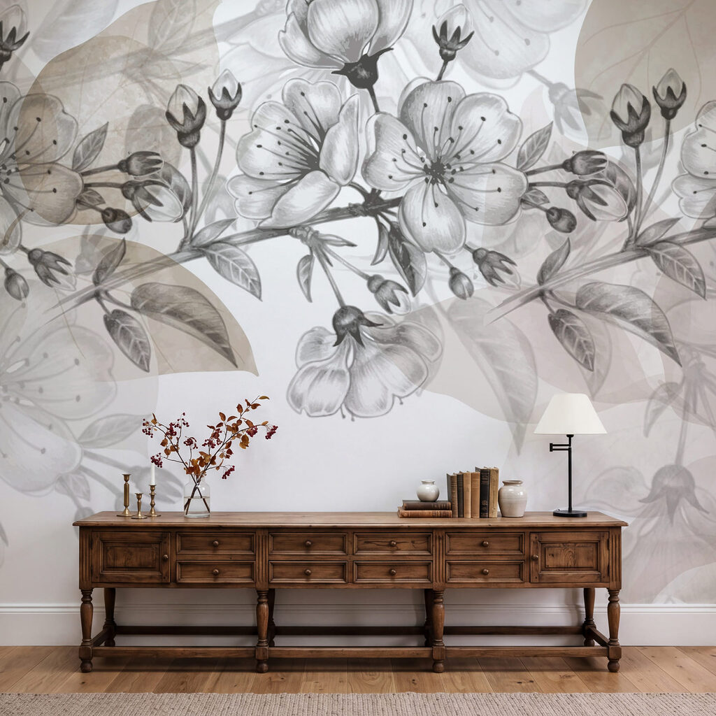 Bordo di fiori disegnati in un ambiente