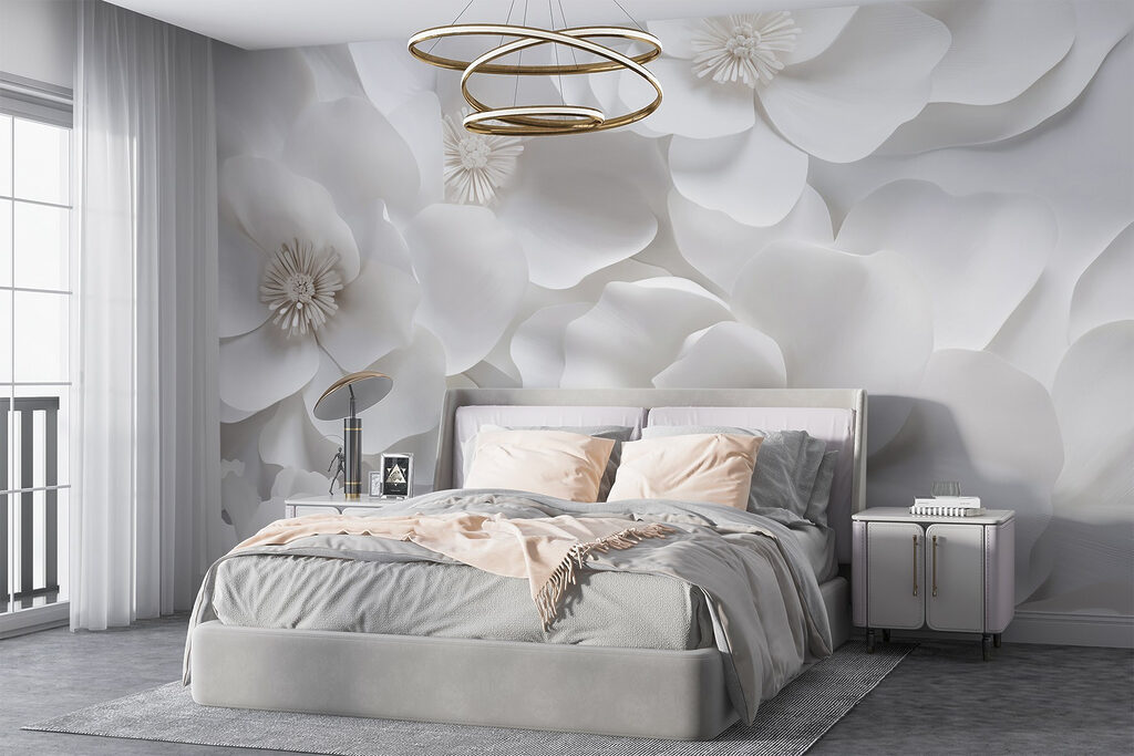 Fiori bianchi, ombre grigie in un ambiente