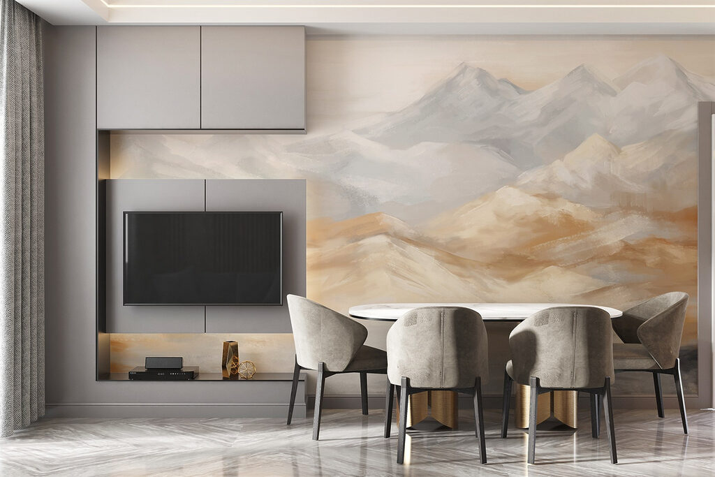 Montagne in pennellate dorate — ambiente 3