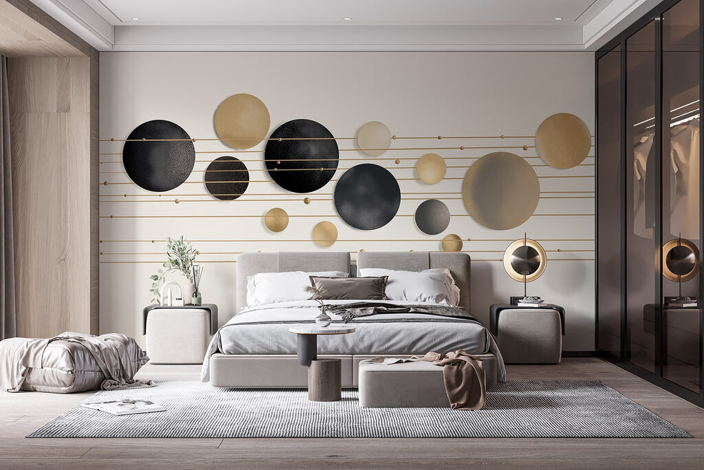 Sfere dorate su linee — ambiente 1