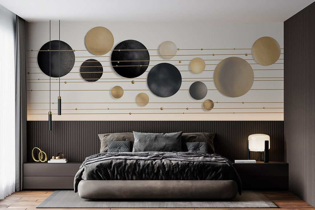 Sfere dorate su linee — ambiente 2