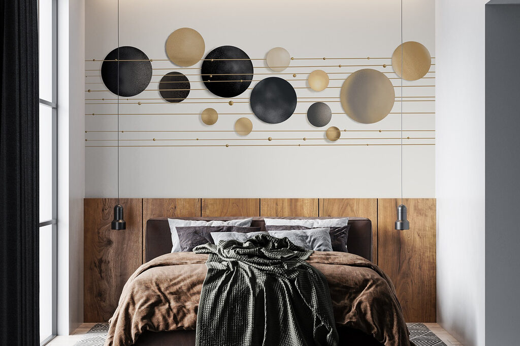 Sfere dorate su linee — ambiente 3